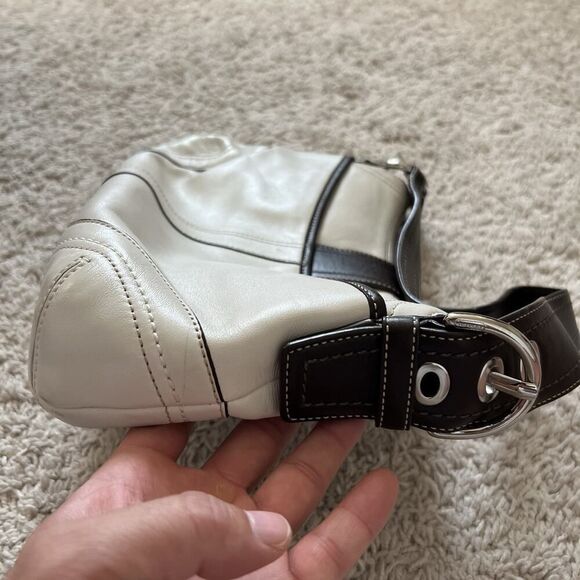 Coach Vintage Soho Y2K Leather Buckle Flap Shoulder Bag WHT/BWN F10910 & Wallet - Picture 5 of 15